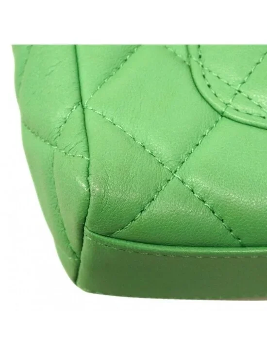 Chanel Shoulder Bag Mini Quilted Lambskin Green Champagne Gold - Picture 7 of 10